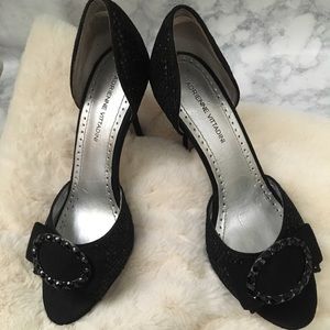 Adrienne Vittadini Black Rhinestone Heels